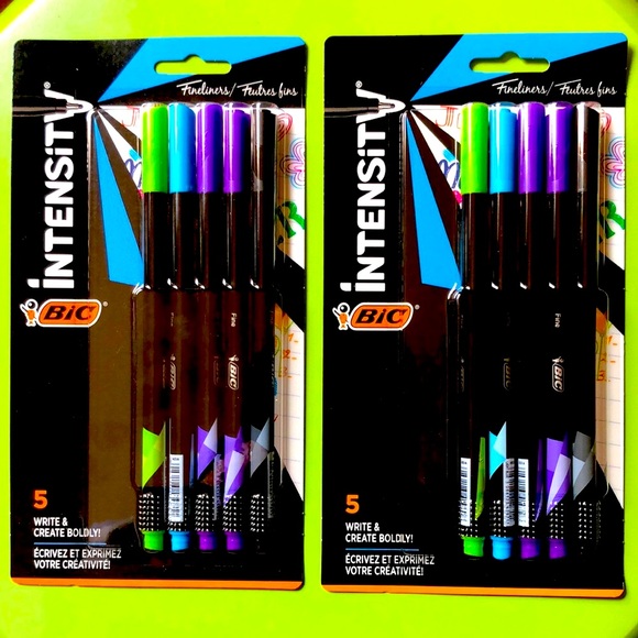 BIC INTENSITY FINELINERS 5 pack Set of 2 - Picture 1 of 3